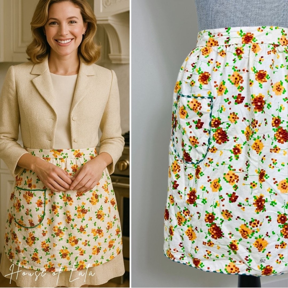 Floral Print Women's Vintage Apron.
